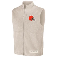 Men's NFL x Darius Rucker Collection by Fanatics  Oatmeal Cleveland Browns Full-Zip Sweater Vest