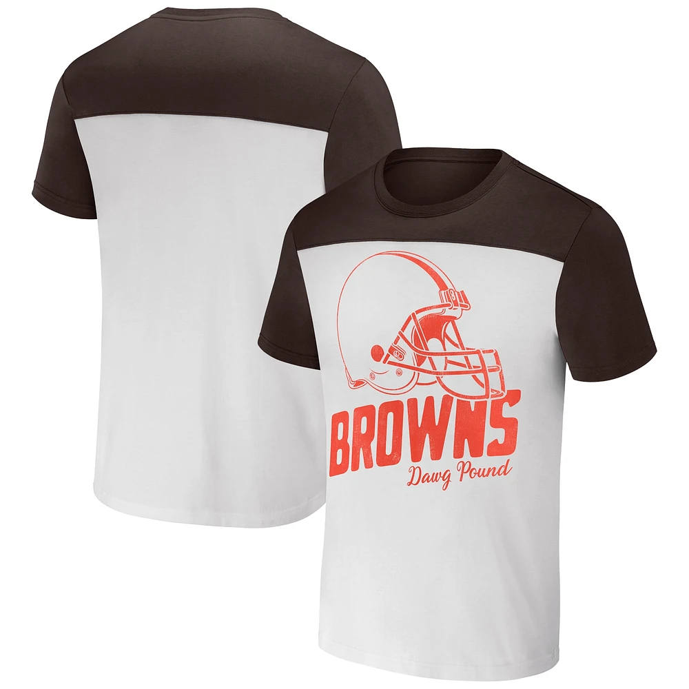 T-shirt colorblock blanc/marron pour homme de la collection NFL x Darius Rucker Fanatics Cleveland Browns