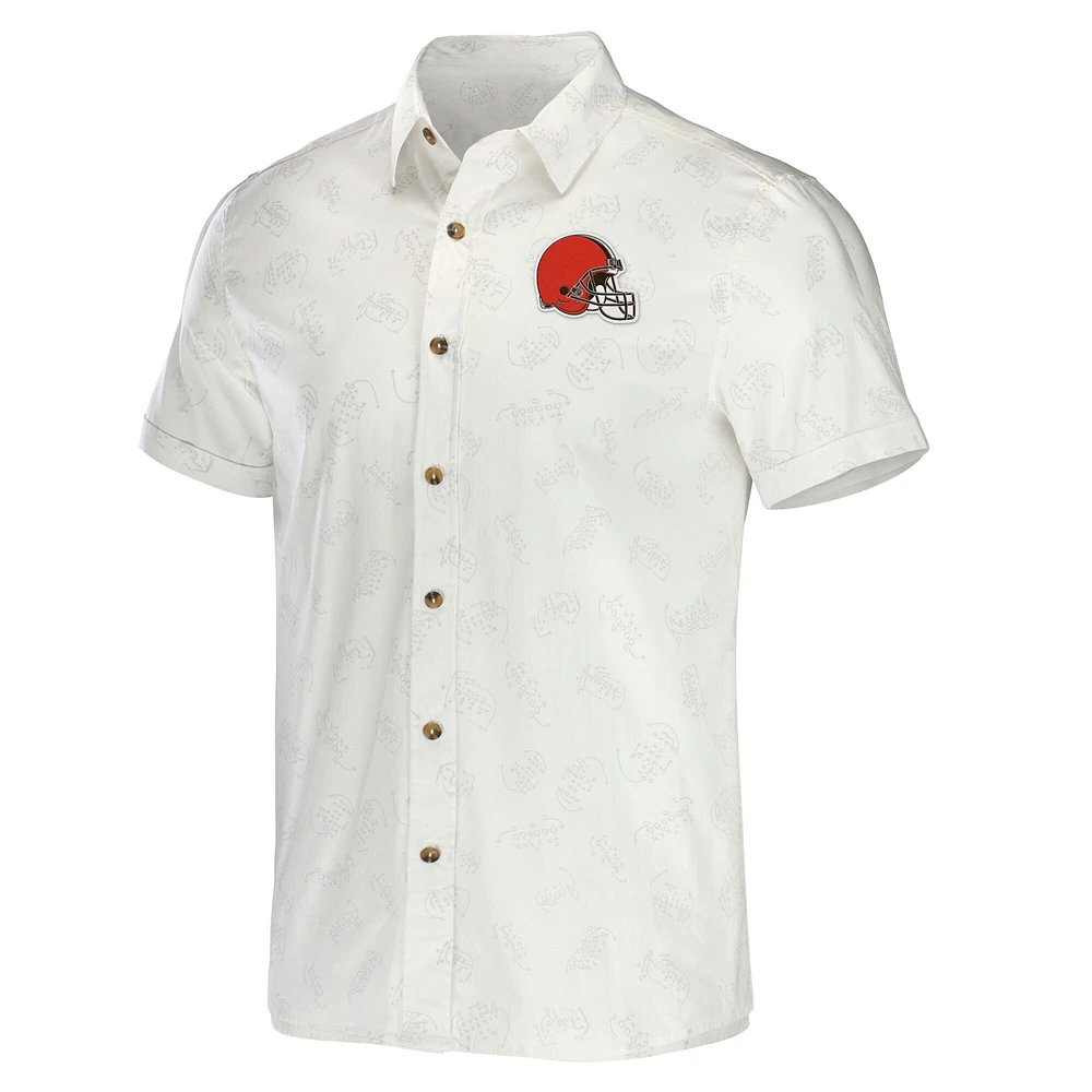 Collection NFL x Darius Rucker pour hommes par Fanatics T-shirt boutonné tissé blanc Cleveland Browns