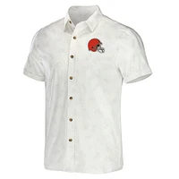 Collection NFL x Darius Rucker pour hommes par Fanatics T-shirt boutonné tissé blanc Cleveland Browns