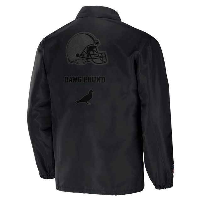 Veste noire à bouton-pression NFL x Staple pour hommes des Cleveland Browns Coaches