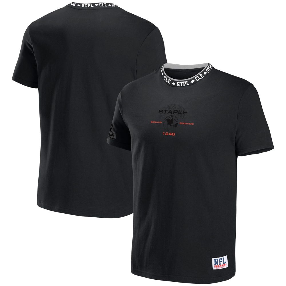 Staple Men's NFL x Staple Black Cleveland Browns Globe T-Shirt