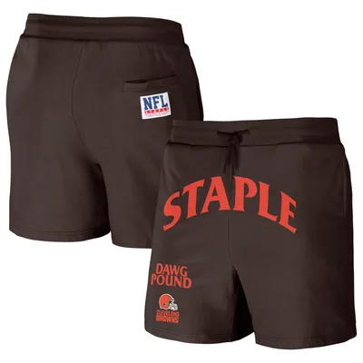 Cleveland Browns NFL x Staple Throwback Vintage Wash Fleece Shorts - Brown