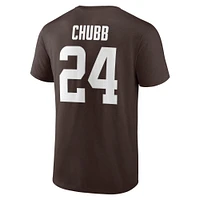 T-shirt pour homme Nick Chubb Brown avec nom et numéro de joueur emblématique des Cleveland Browns