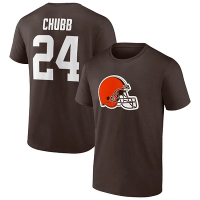 Men's Nick Chubb Brown Cleveland Browns Player Icon Name & Number T-Shirt