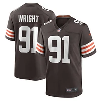 Maillot de match l'équipe Nike Alex Wright marron des Cleveland Browns pour hommes