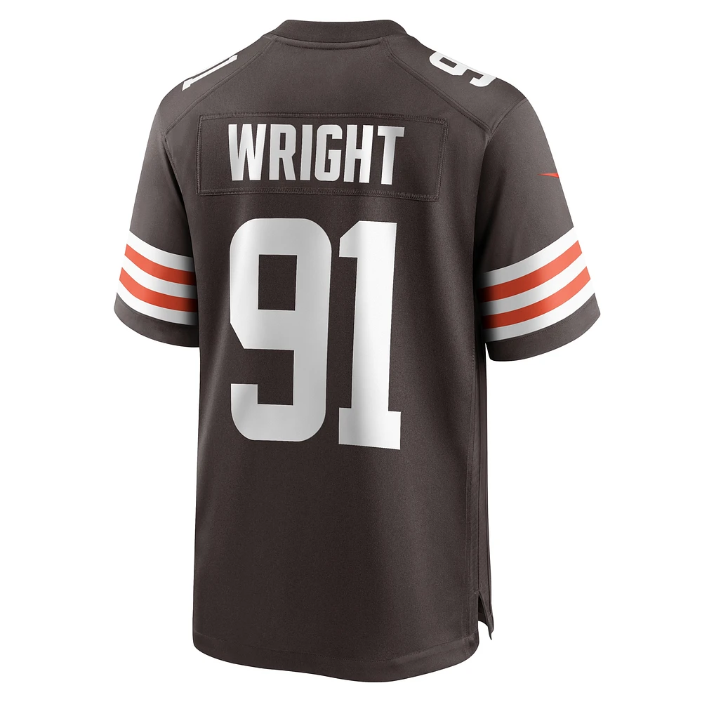 Maillot de match l'équipe Nike Alex Wright marron des Cleveland Browns pour hommes