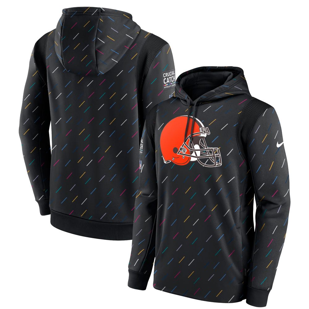 Men's Nike Anthracite Cleveland Browns 2021 NFL Crucial Catch - Therma Pullover Hoodie