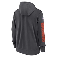 Sweat à capuche entièrement zippé Nike Anthracite Cleveland Browns 2024 Sideline Club pour homme