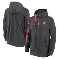 Sweat à capuche entièrement zippé Nike Anthracite Cleveland Browns 2024 Sideline Club pour homme