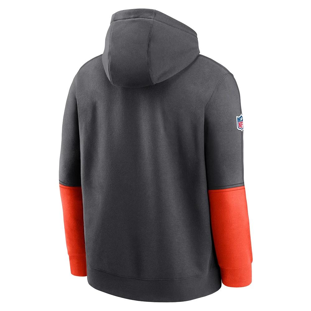 Men's Nike Anthracite Cleveland Browns 2024 Sideline Club Pullover Hoodie