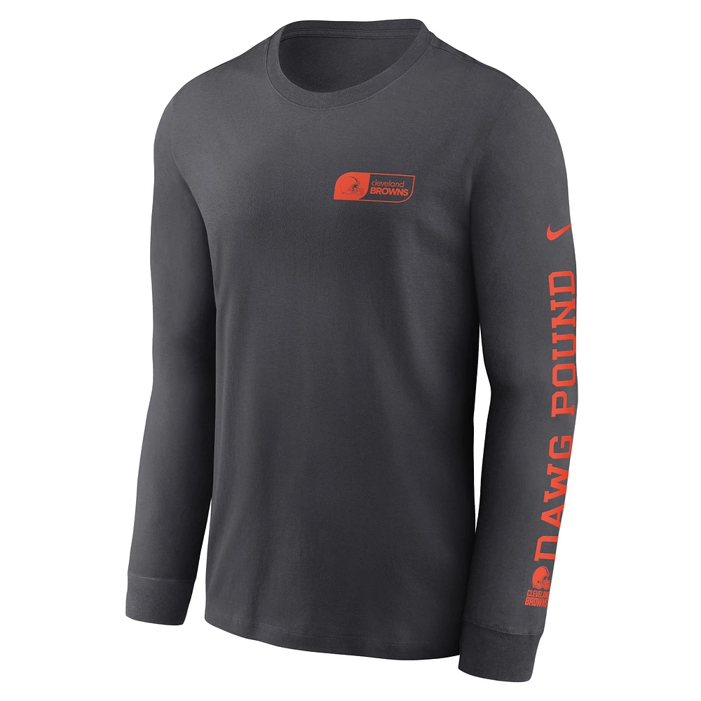 Men's Nike Anthracite Cleveland Browns All Out Long Sleeve T-Shirt