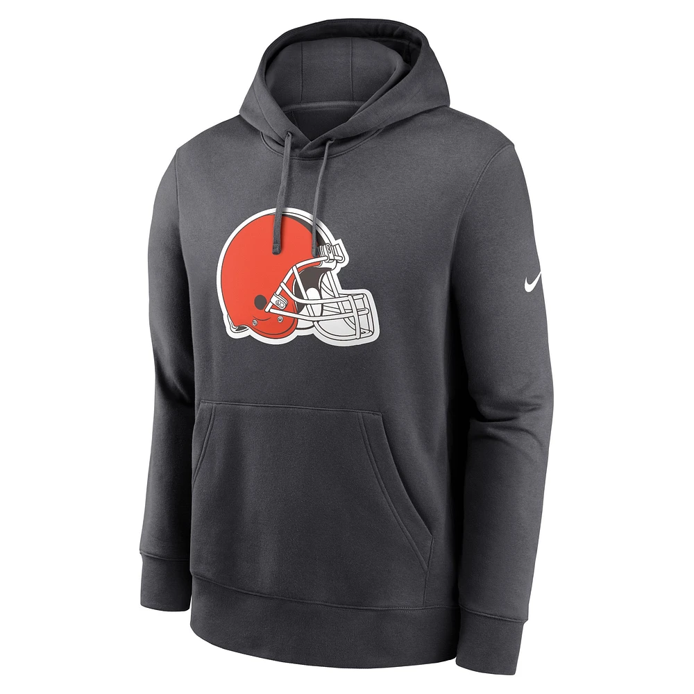 Men's Nike Anthracite Cleveland Browns Club Logo Pullover Hoodie