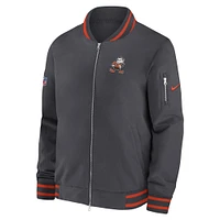 Men's Nike  Anthracite Cleveland Browns Coach Full-Zip Bomber Jacket