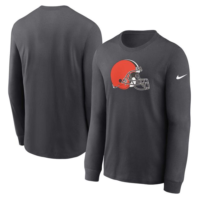 T-shirt à manches longues avec logo principal Nike Cleveland Browns pour homme, anthracite