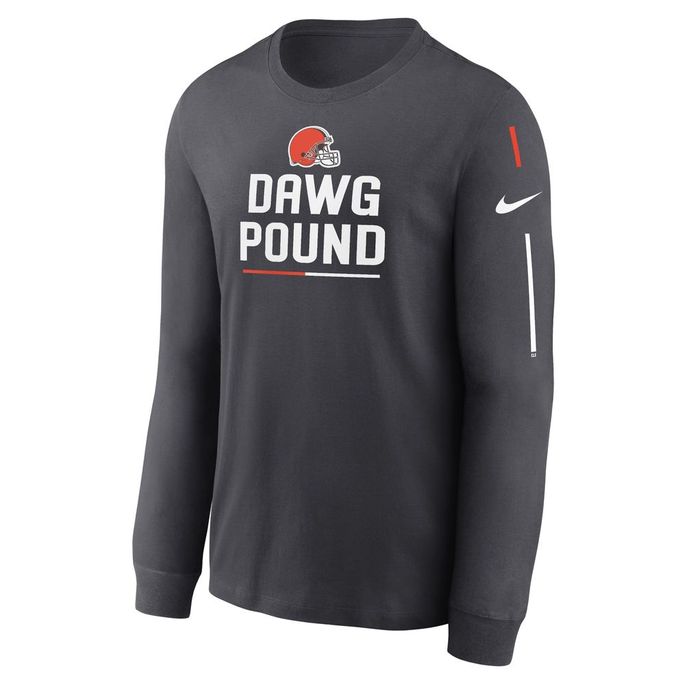 Men's Nike Anthracite Cleveland Browns Team Slogan Long Sleeve T-Shirt