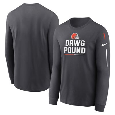 Men's Nike Anthracite Cleveland Browns Team Slogan Long Sleeve T-Shirt