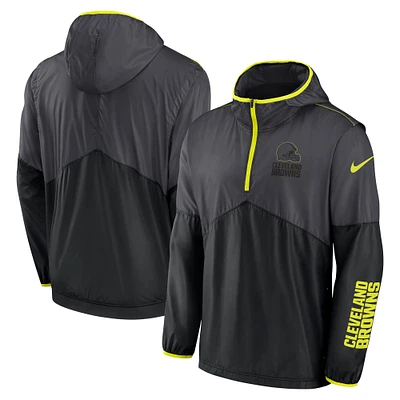 Men's Nike  Anthracite Cleveland Browns Volt Hoodie Half-Zip Jacket