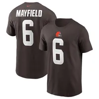 Men's Fanatics Branded Baker Mayfield Cream/Brown Cleveland Browns Vintage Player Name & Number Raglan 3/4-Sleeve T-Shirt Size: Small