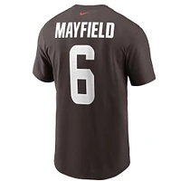 T-shirt avec nom et numéro Nike Baker Mayfield pour hommes, marron, Cleveland Browns