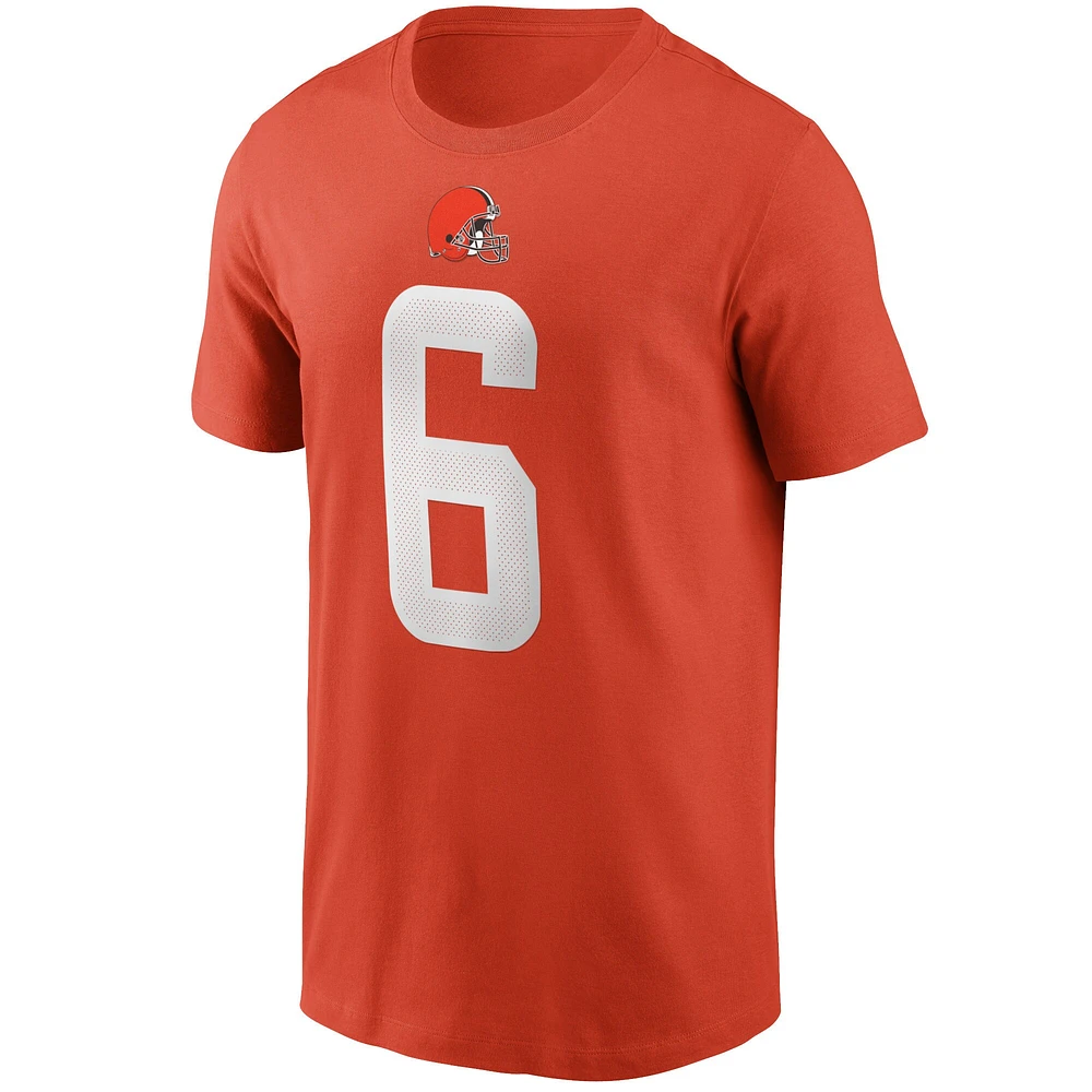 T-shirt Nike Baker Mayfield orange Cleveland Browns avec nom et numéro pour homme