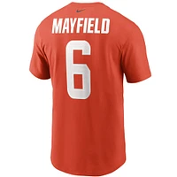 T-shirt Nike Baker Mayfield orange Cleveland Browns avec nom et numéro pour homme