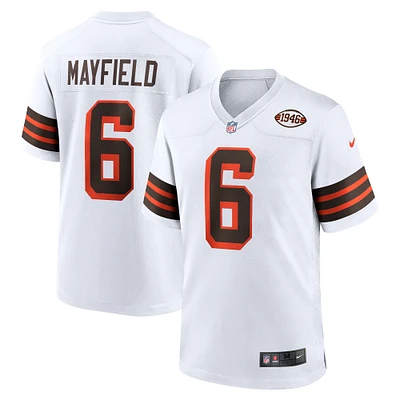 Maillot Nike Baker Mayfield pour homme, blanc, Cleveland Browns, collection 1946, jeu alternatif