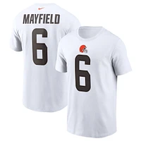 T-shirt avec nom et numéro Nike Baker Mayfield pour hommes, blanc, Cleveland Browns