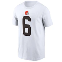 T-shirt avec nom et numéro Nike Baker Mayfield pour hommes, blanc, Cleveland Browns