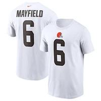 T-shirt avec nom et numéro Nike Baker Mayfield pour hommes, blanc, Cleveland Browns