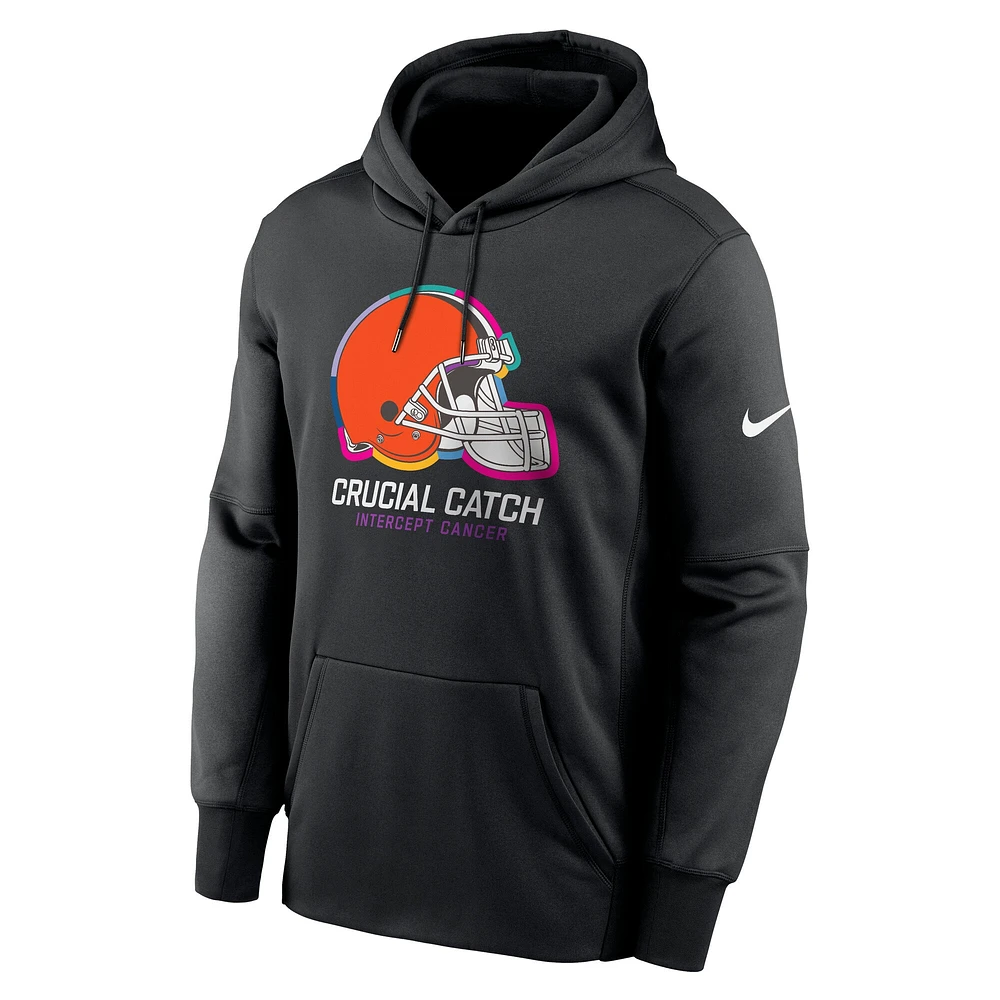 Men's Nike Black Cleveland Browns 2024 NFL Crucial Catch Performance Fleece Pullover Hoodie