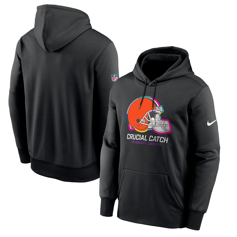 Men's Nike Black Cleveland Browns 2024 NFL Crucial Catch Performance Fleece Pullover Hoodie