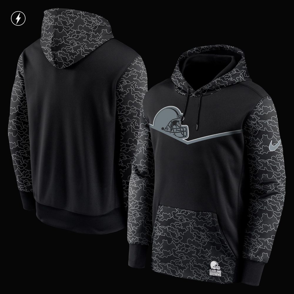 Men's Nike Black Cleveland Browns RFLCTV Chevron Pullover Hoodie