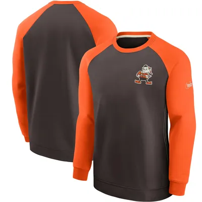 Nike Men's Cleveland Browns Athletic Long Sleeve Raglan T-Shirt - Grey & Brown - S (Small)