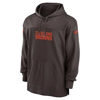 Haut à capuche léger et performant Nike marron Cleveland Browns 2023 Sideline pour homme