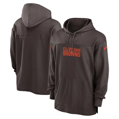 Haut à capuche léger et performant Nike marron Cleveland Browns 2023 Sideline pour homme