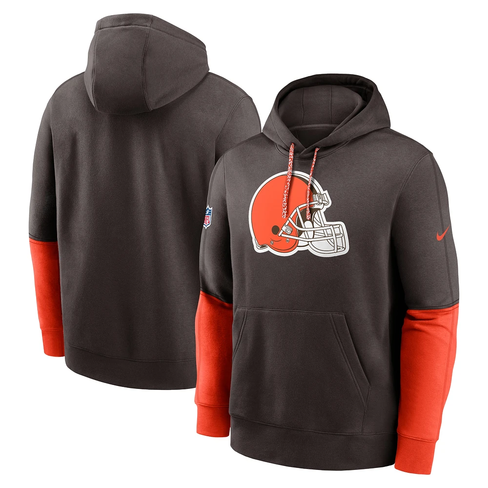 Sweat à capuche Nike marron Cleveland Browns 2024 Sideline Club pour homme