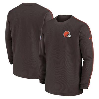 Men's Nike Brown Cleveland Browns 2024 Sideline Coaches Long Sleeve Top