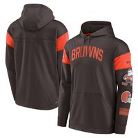 Men's Nike Brown Cleveland Browns Brownie The Elf Sideline Athletic Arch Jersey Performance Pullover Hoodie