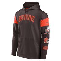 Men's Nike Brown Cleveland Browns Brownie The Elf Sideline Athletic Arch Jersey Performance Pullover Hoodie