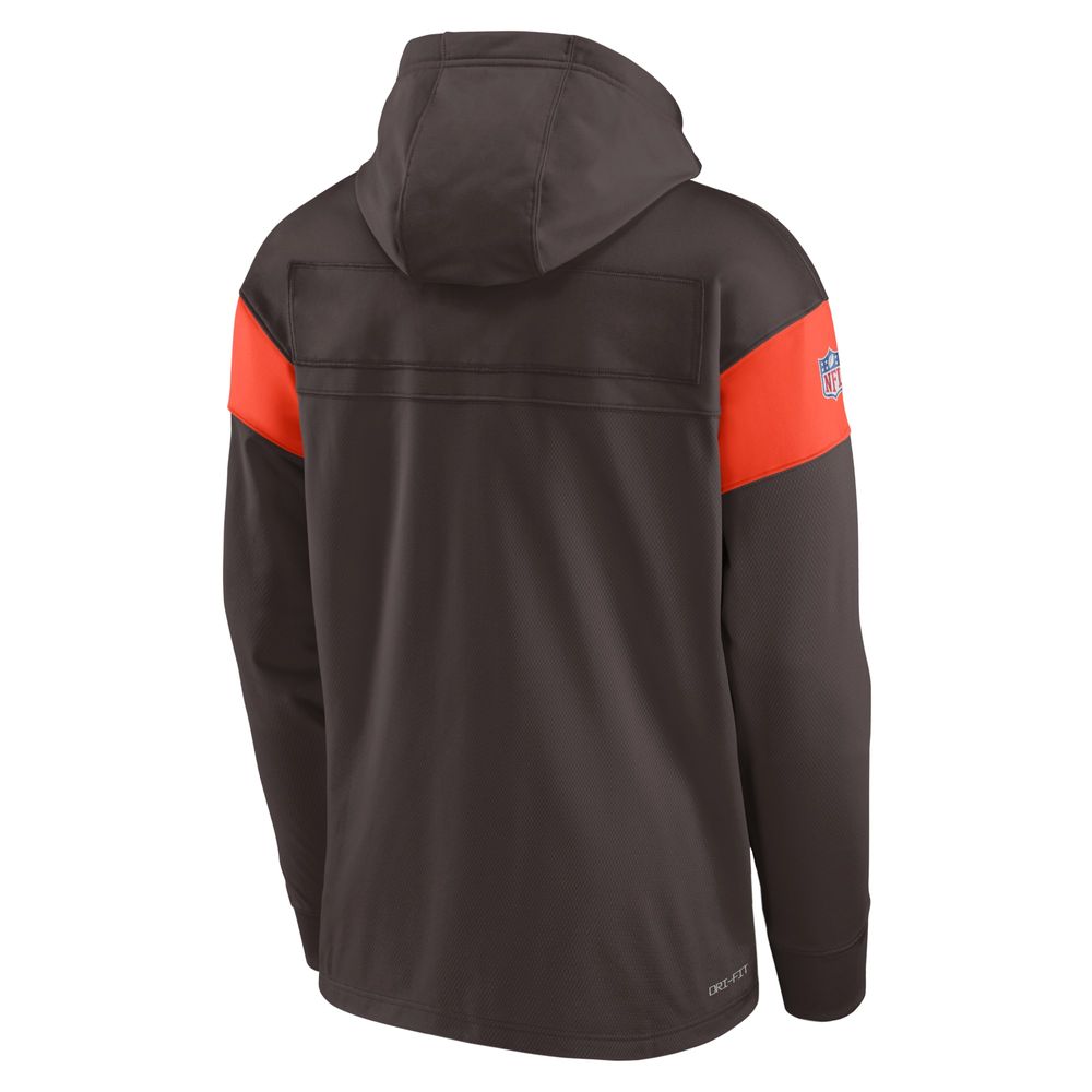 Men's Nike Brown Cleveland Browns Brownie The Elf Sideline Athletic Arch Jersey Performance Pullover Hoodie