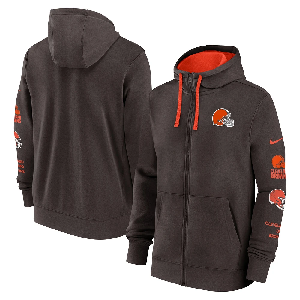 Veste à capuche entièrement zippée Nike Cleveland Browns Club pour homme