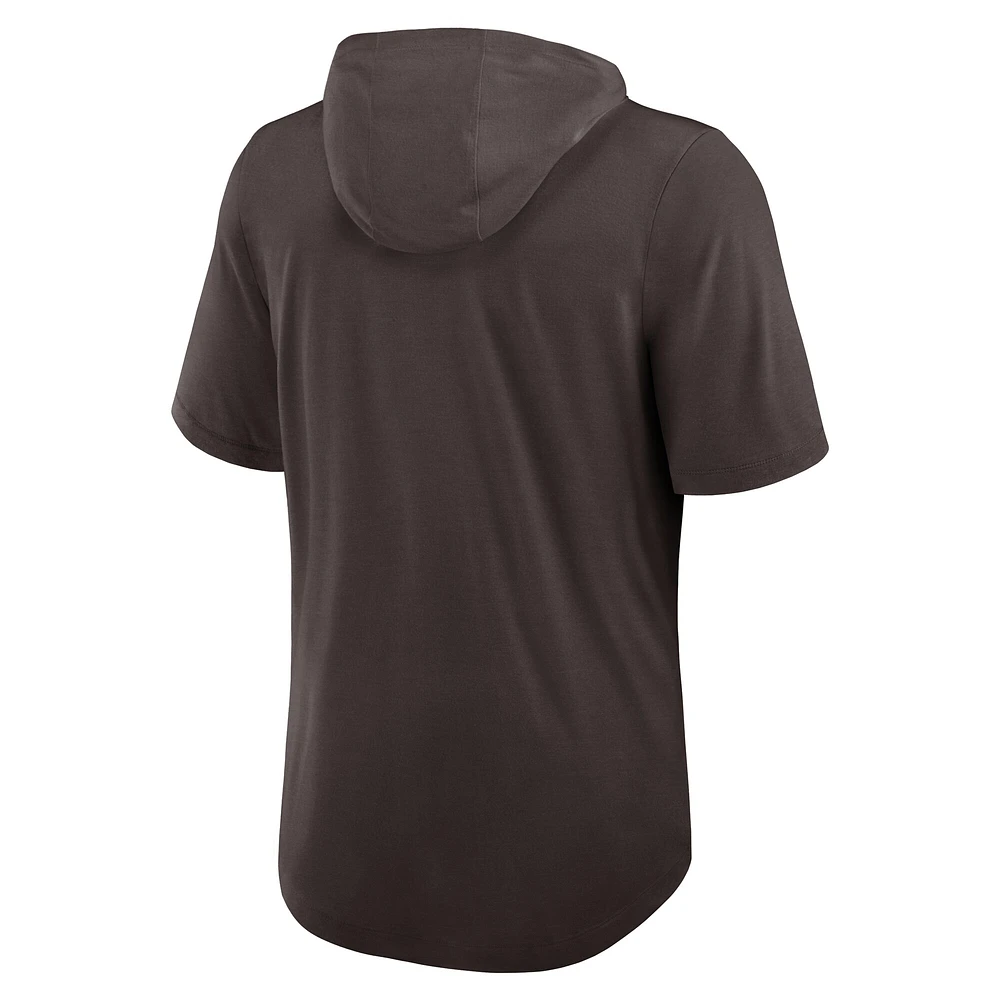 T-shirt à capuche Nike marron Cleveland Browns Lockup Tri-Blend pour homme