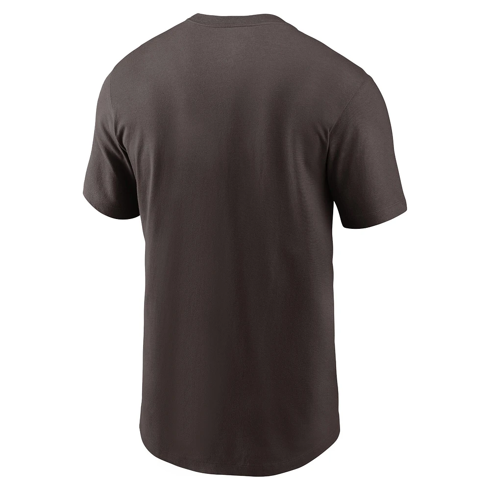 T-shirt avec logo principal Nike marron des Cleveland Browns pour hommes