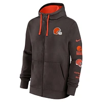Men's Nike Brown Cleveland Browns Primetime Club Full-Zip Hoodie