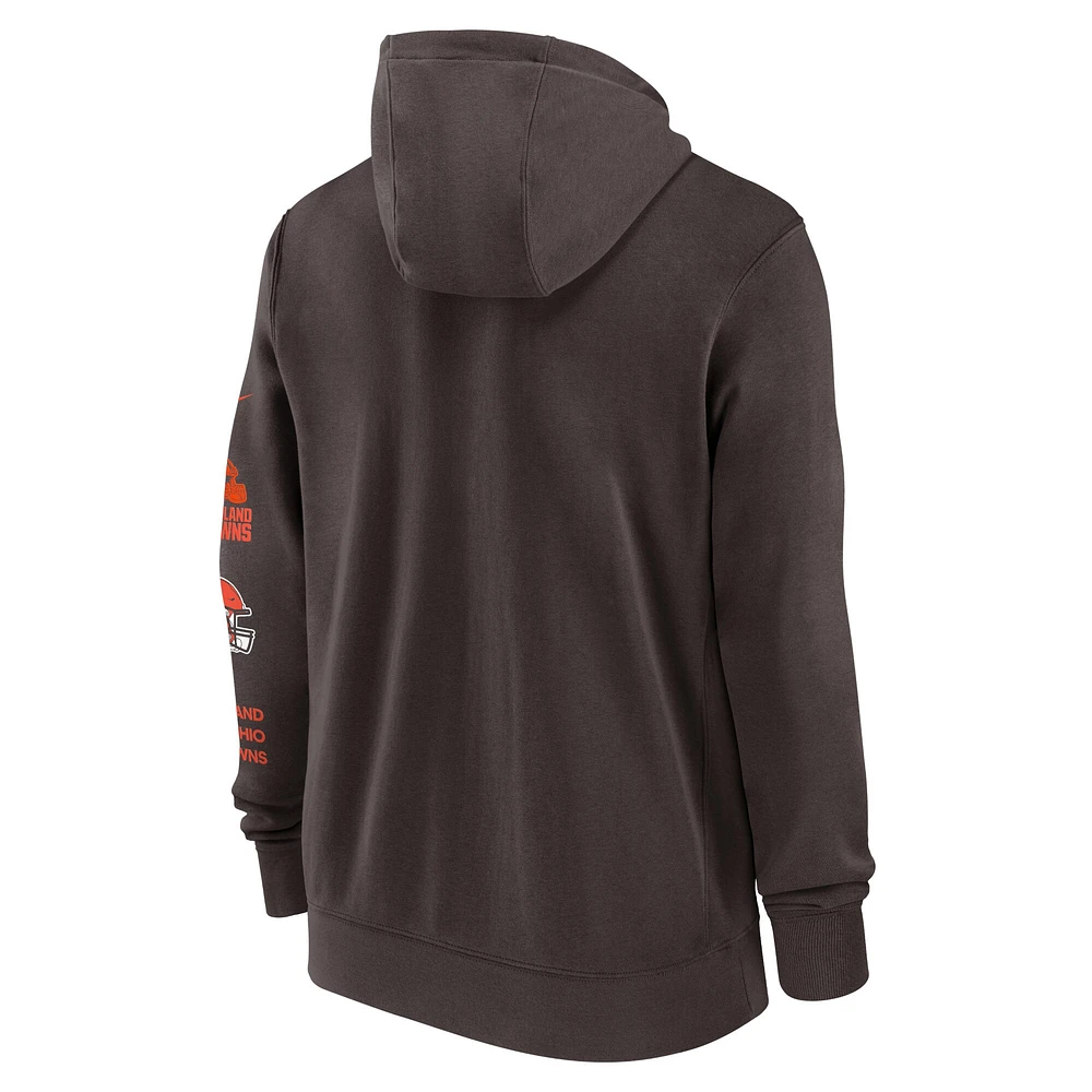 Men's Nike Brown Cleveland Browns Primetime Club Full-Zip Hoodie