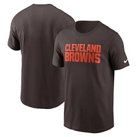 T-shirt Nike marron Cleveland Browns Primetime Wordmark Essential pour homme