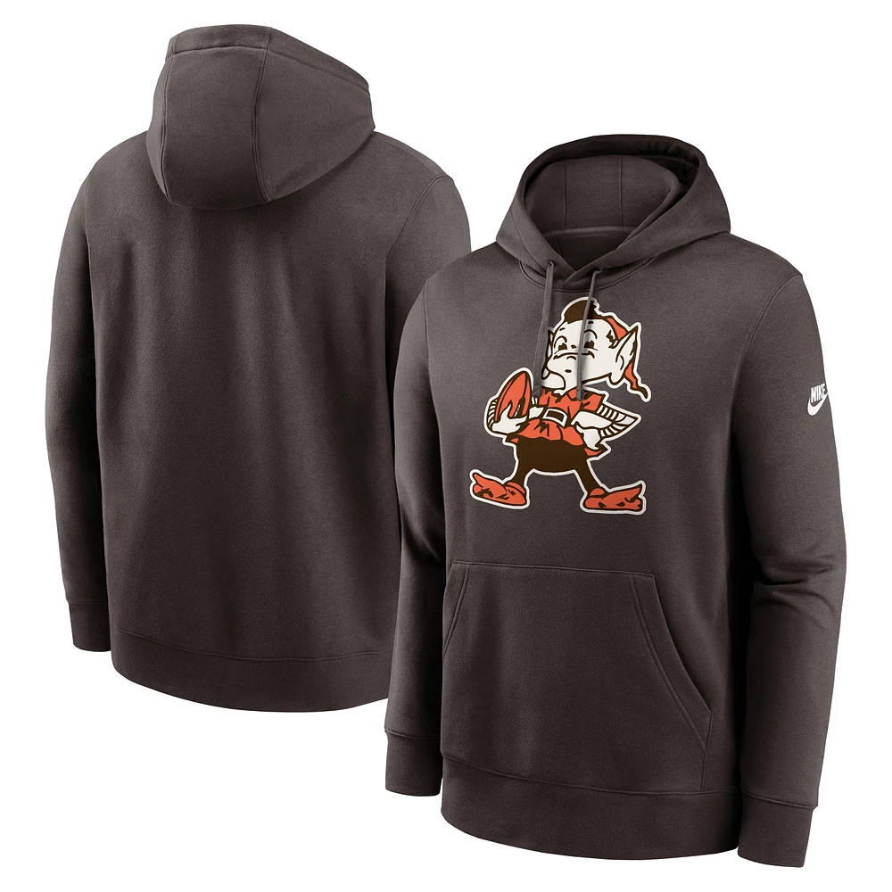 Sweat à capuche avec logo Nike Cleveland Browns Rewind Club pour hommes, marron