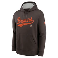 Sweat à capuche Nike marron Cleveland Browns Rewind Club Logo pour homme