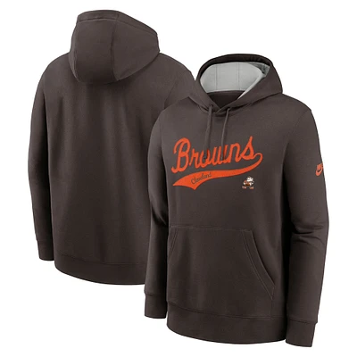 Sweat à capuche Nike marron Cleveland Browns Rewind Club Logo pour homme